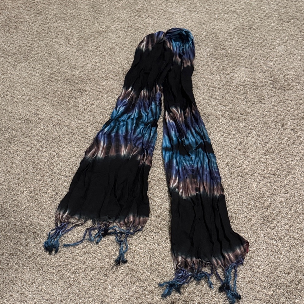 Tie-Dye Scarf in Black and Blue